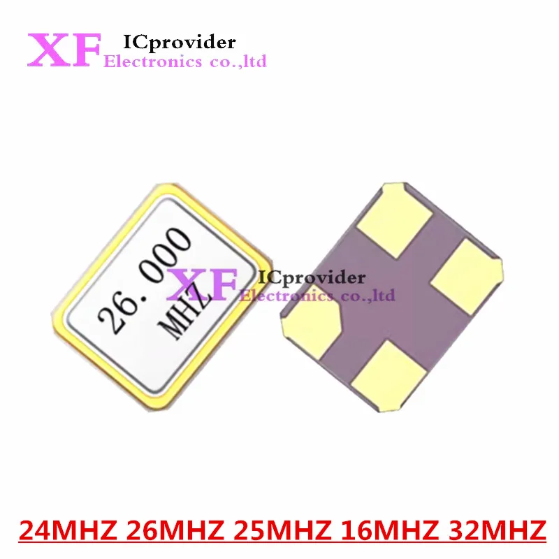 10PCS 2016 16MHZ 24MHZ 25MHZ 26MHZ 32MHZ SMD passive Crystal Oscillator