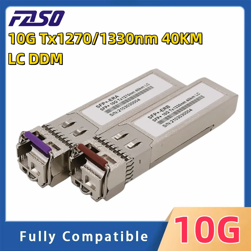 

10G 40KM SFP+ Module SFP Transceiver Optical Fiber Module 1270nm/1330nm LC Simplex Compatible with Cisco Cisco/Mikrotik Switch