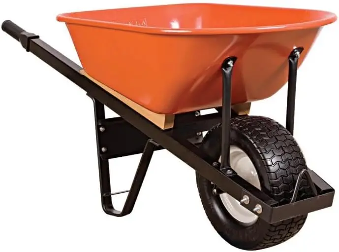 6 Cubic Foot Steel Tray Wheelbarrow Flat Free Tire