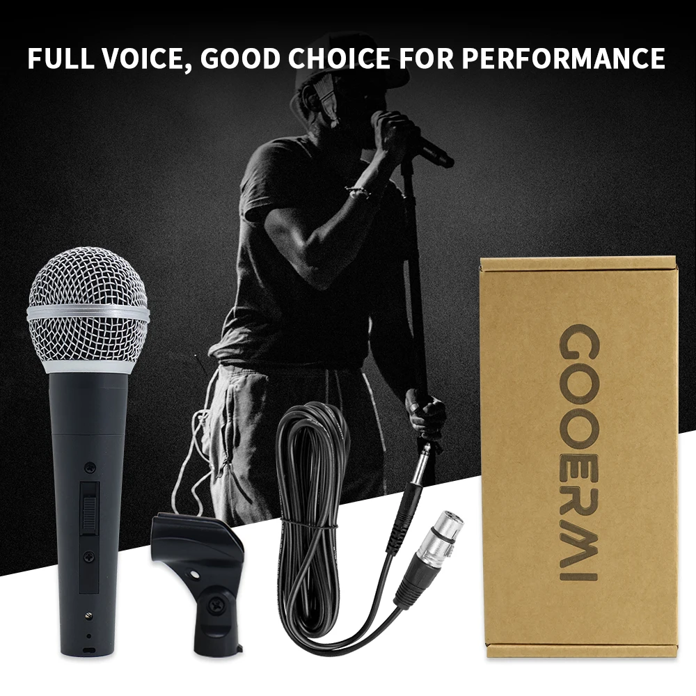 Senmi S58 Dynamic Vocal Microphone Moving Coil Dynamic Cardioid Unidirectional Handheld Microphone with ON/OFF Switch