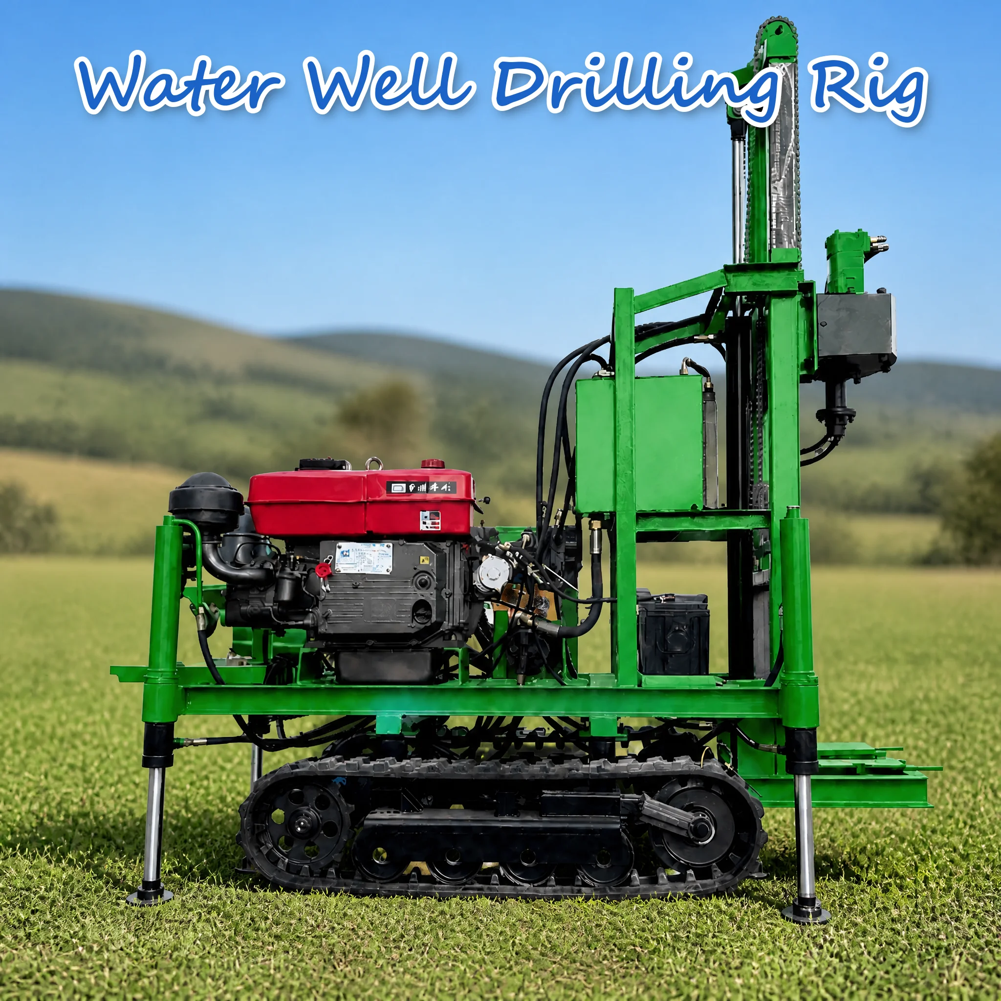 Customized Crawler Chassis Diesel Engine Fully Hydraulic Water Well Drill Machine 22 to 35HP for Rural Use Rapid Hole Making