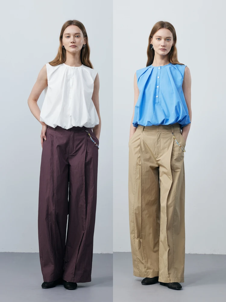 

Soutawstudio круглый плиссированный жилет на пуговицах Ne для поездок на работу, женский топ irt French Sle, свободный крой, летний тонкий хлопок...