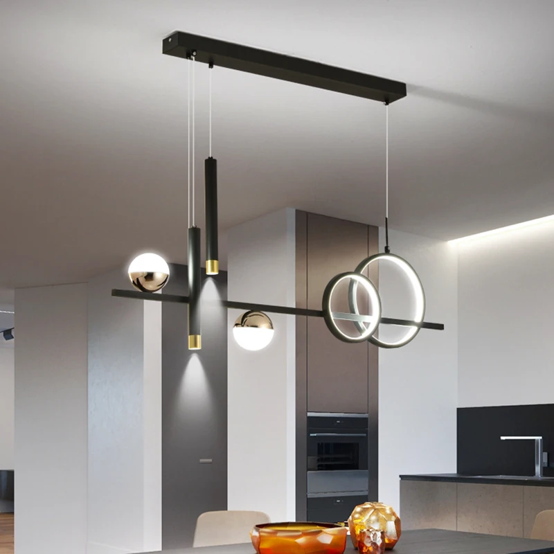 Modern Minimalist Led Pendant Lights with Remote Control Spot Lamp for Kitchen Table Dining Room Office Chandelier Decor Fixture