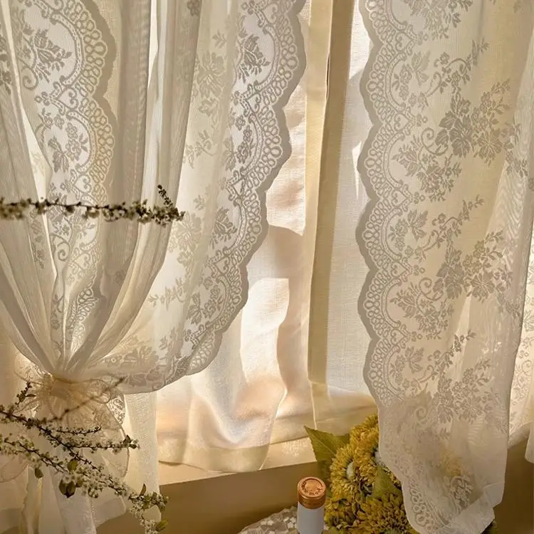 

Lace Yarn White Gauze Curtain Light Transparent Atmosphere Premium Light Luxury Curtain Living Room Bedroom Balcony Yarn
