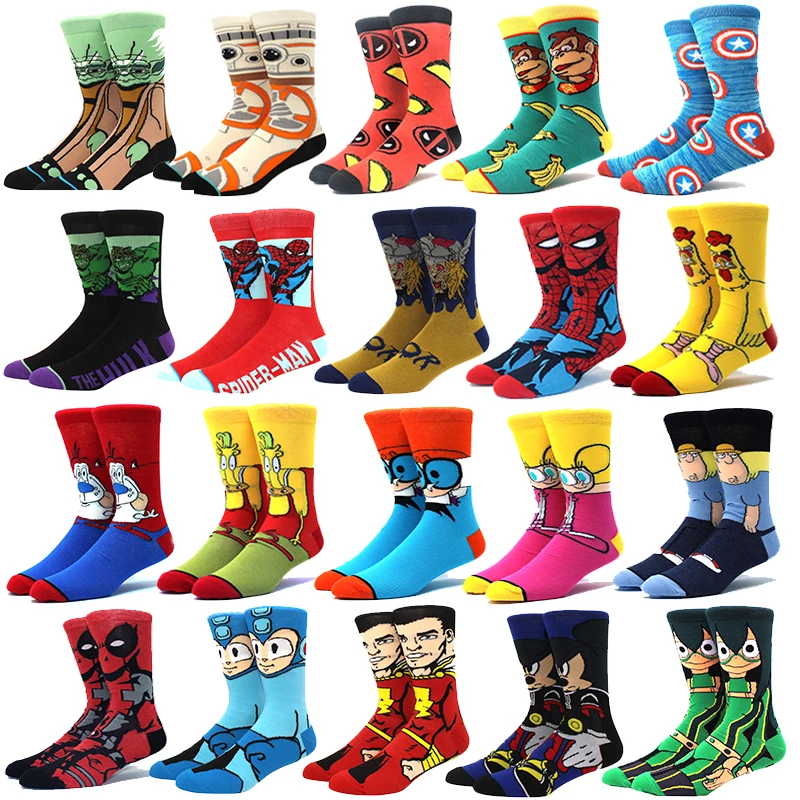 Men\'s and women\'s combed cotton socks, neutral socks, hip hop style, Harajuku, fruits, dogs, cats, skateboards, animals, fun