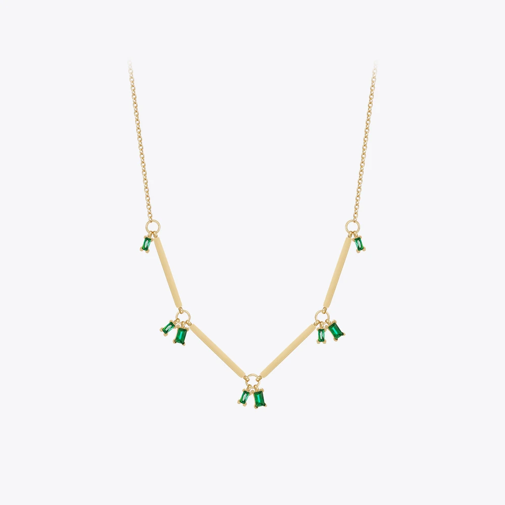 ENFASHION Square Green Ziron Pendant Necklace For Women Para Mujer Jewelry 18K Plated Gold Color Necklaces Trendy Office P233391