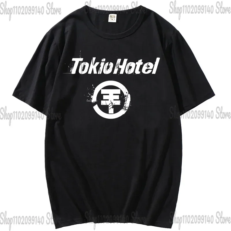 Tokio Hotel  T-shirt Rock Band Kaulitz Back Print Germany  Summer Short Sleeve Black Tee Men Women Plain Clothes