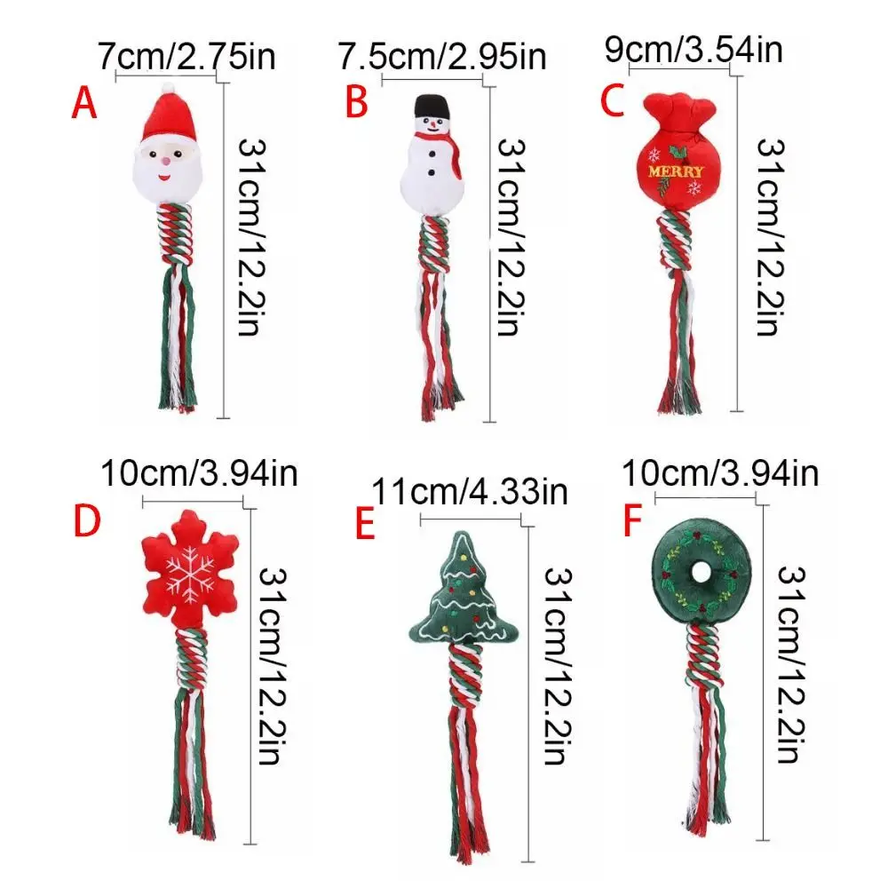 ثلج/شجرة عيد الميلاد عيد الميلاد الكلب اللعب أفخم الحبال القطنية الكلب Squeakey مضغ اللعب ندفة الثلج/دونات شكل لدغة مقاومة #6