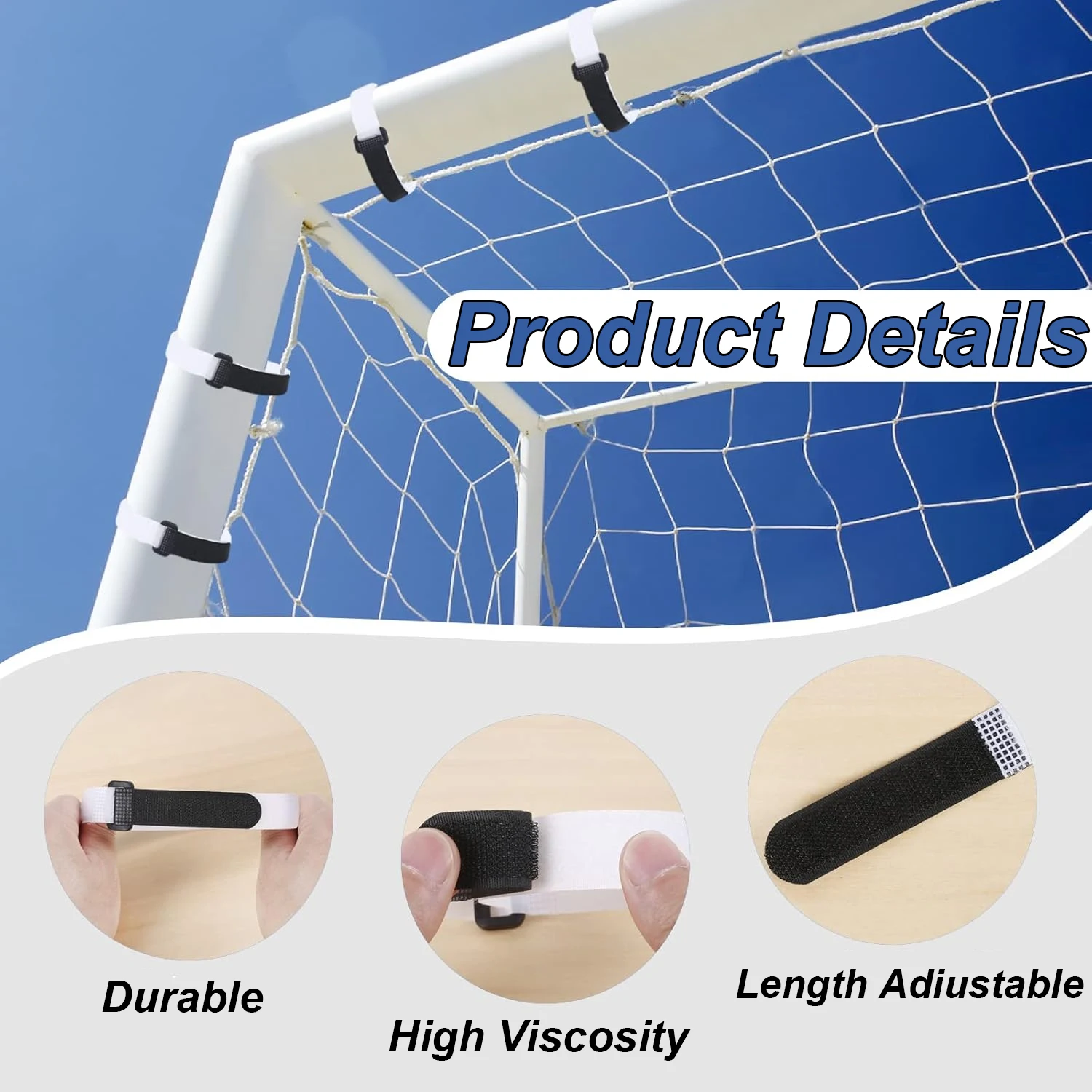 15PCS Soccer Goal Attachment Straps for Holding Soccer Placement Nets to The Goal Posts Buckle Design Net Wear-Resistant Clips