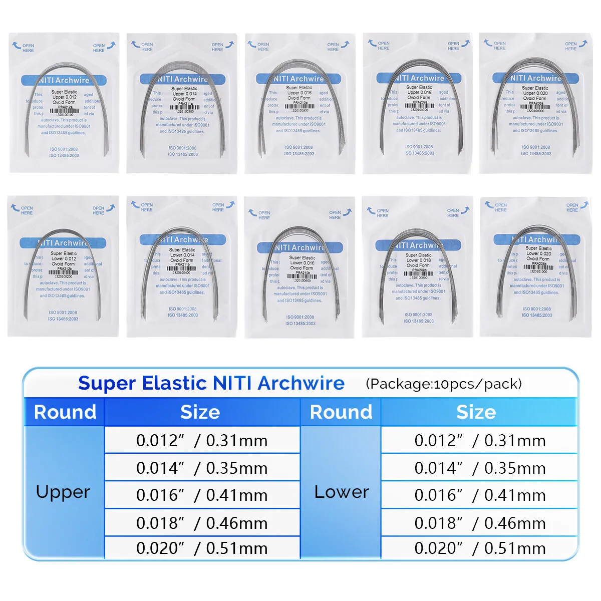 

AZDENT Dental Orthodontic Round Arch Wire Super Elastic Niti Rectangular Nature