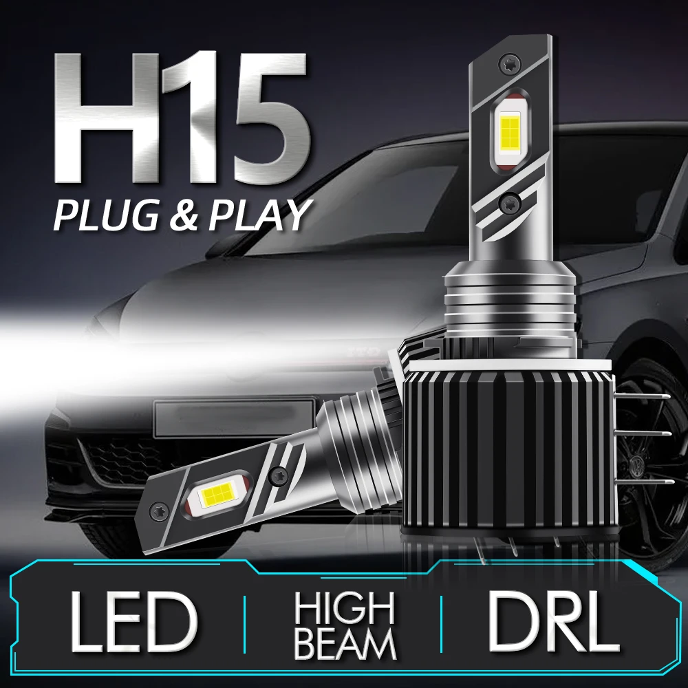 LED Headlight Bulb H15 High Beam DRL Daytime Running Light For A3 A5 A6 Q7 VW Golf Tiguan Mercedes Benz Skoda Octavia Ford Mazda