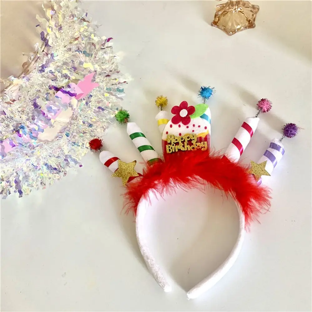 Crown Candle Kids Happy Birthday Headdress Children Korean Style Headband Hair Accessories Women Hair Hoop Birthday Hairband