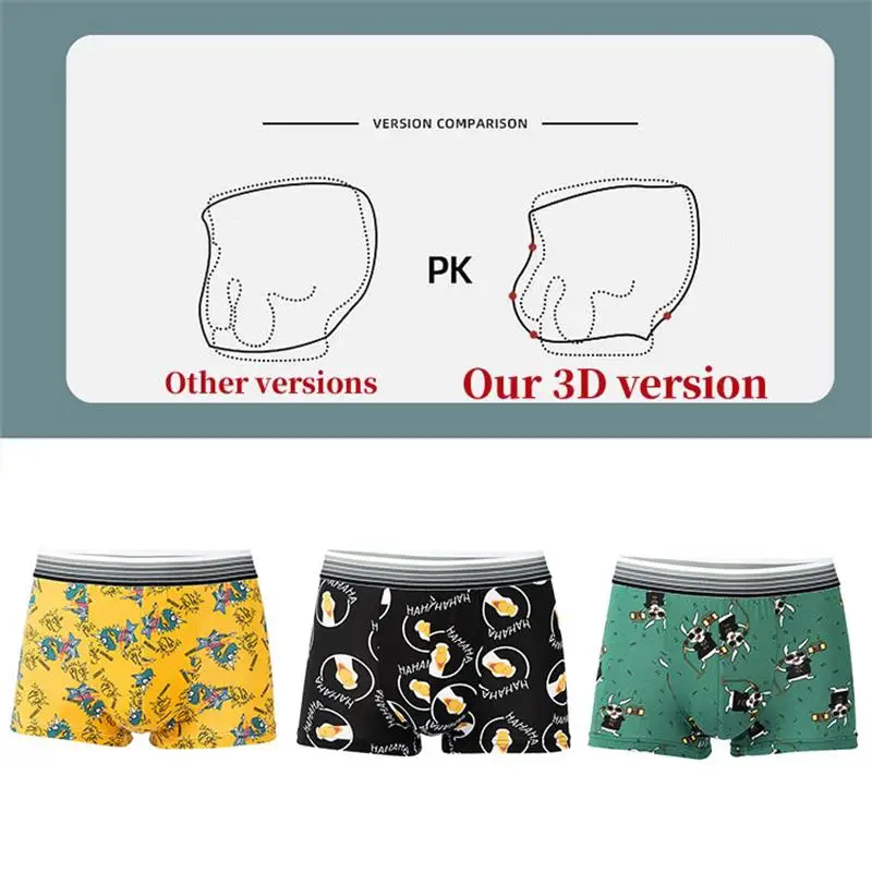 5Pcs/ Men\'s Boxer Cute Men\'s Briefs Fashion Cartoon Funny Printed Youth Student Boxer Shorts Breathable Sexy Underwear for Men