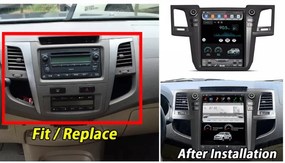 

Для Toyota Fortuner 2010 Android 14 GPS Hilux Srv 2012 Tesla Экран 12,1-дюймовый стерео радио Carplay Автомобильный мультимедийный видеоплеер