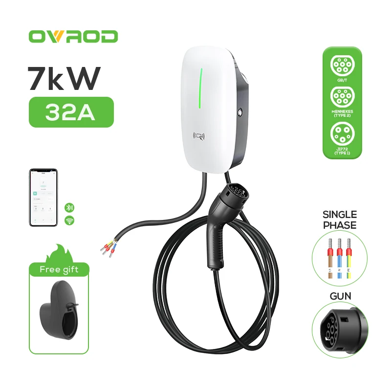 

Ovrod Shenzhen Ev Charger 8A 32A 7Kw Adjustable Ac Ev Charger Ocpp 1.6J 7 Kw Ev Charging Station
