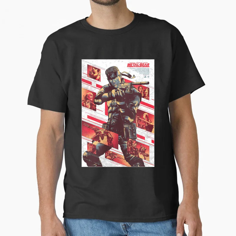 

80s Vintage video game Metal Gear Solid big boss snake cyborg ninja MGS Kojima gift T shirt for men Large size Tops S-6XL