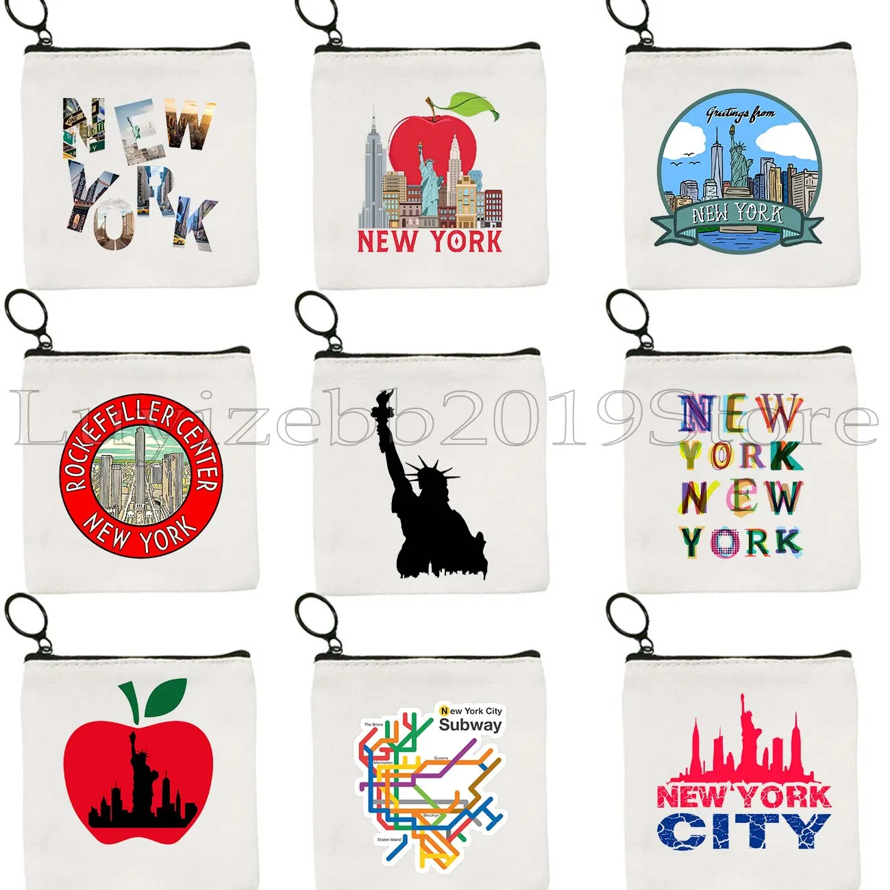 

Vintage Statue Of Liberty New York Skyline Apple Giants NYC Subway Diagram Canvas Coin Purse Key Case Bag Wallet Zipper Pouch