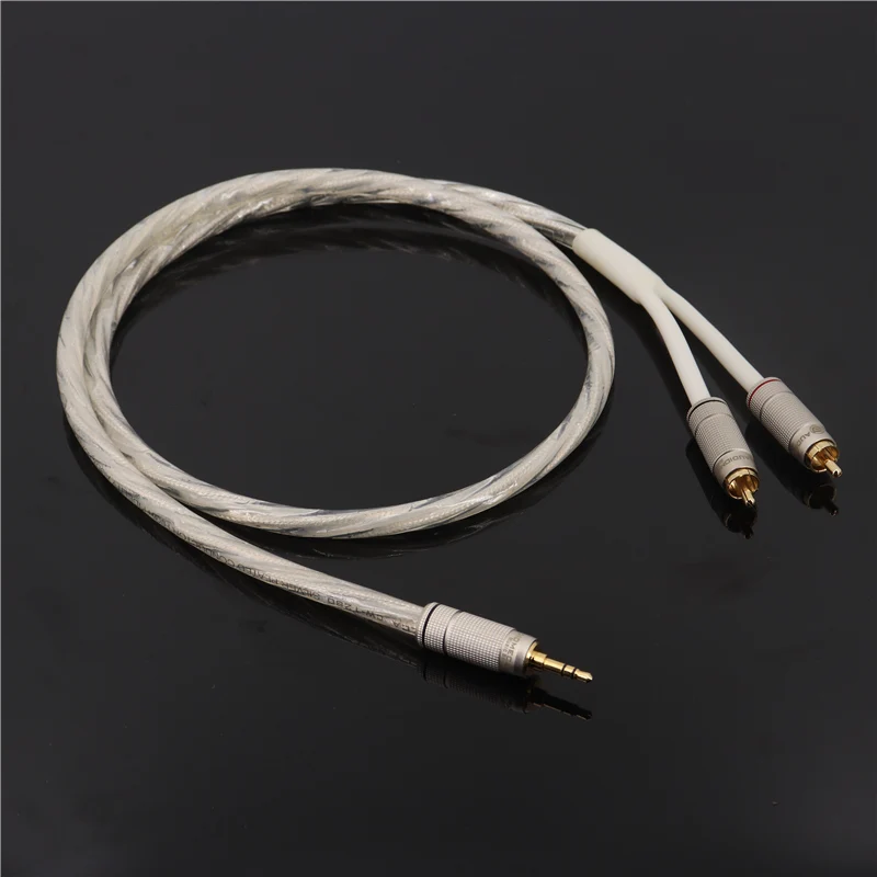 AUDIOMECA 3.5 AUX to 2 RCA cable Silver plated conductor fever audio cable