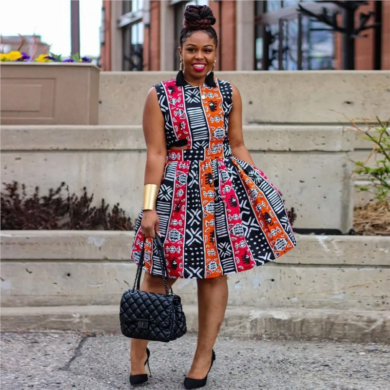 African Dresses For Women 2024 New Arrival Summer Sexy Irregular Printed Waist Hollow Sleeveless Dress Bazin African Clothing