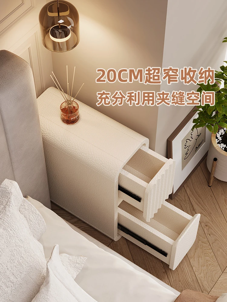 Bedside table Small ultra-narrow 20cm wide Modern simple storage cabinet Household bedroom crevice cabinet Multifunctional locke