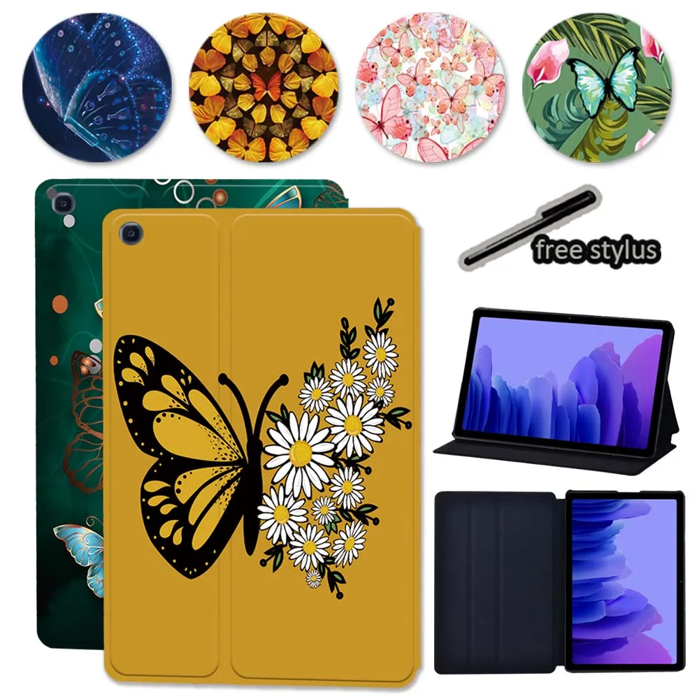 Tablet Stand Cover Case for Samsung Galaxy Tab A7 10.4 SM-T500/SM-T505 2020 Butterfly Pattern Leather Folding Protective Shell