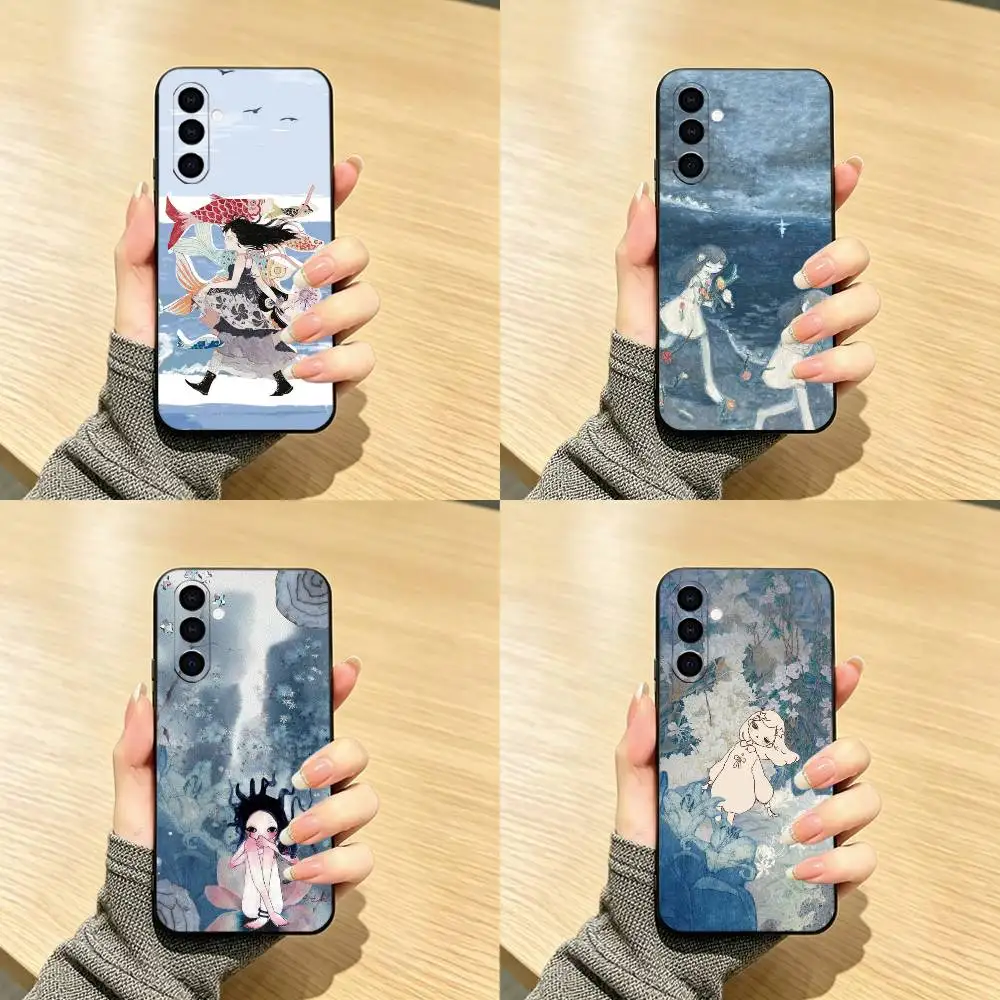 

Aya Takano Art Phone Case Black Silicone Soft For Samsung Galaxy A73,A72,A71,A70,A53,A52,A51