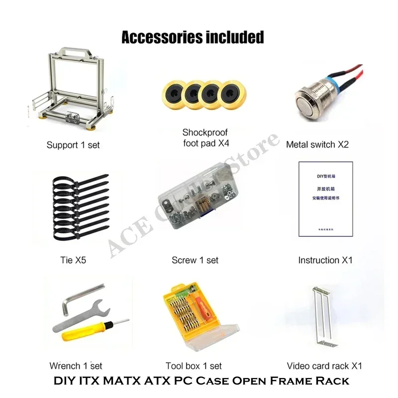 

Чехол для геймера открытого типа «сделай сам», ITX/MATX/ATX, вертикальная стойка, компьютерный шкаф MOD с поддержкой водяного охлаждения, серебристый/черный в наличии