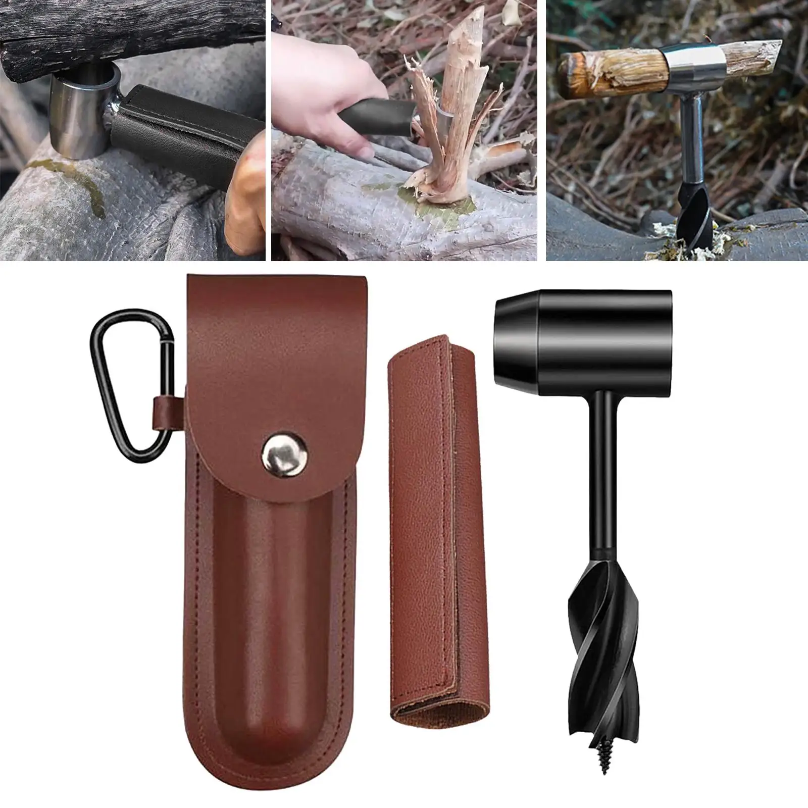 drill bit Survival Wrench Tools Emergency Tool   Puncher with Storage Bag Pouch for Camping Woodworking