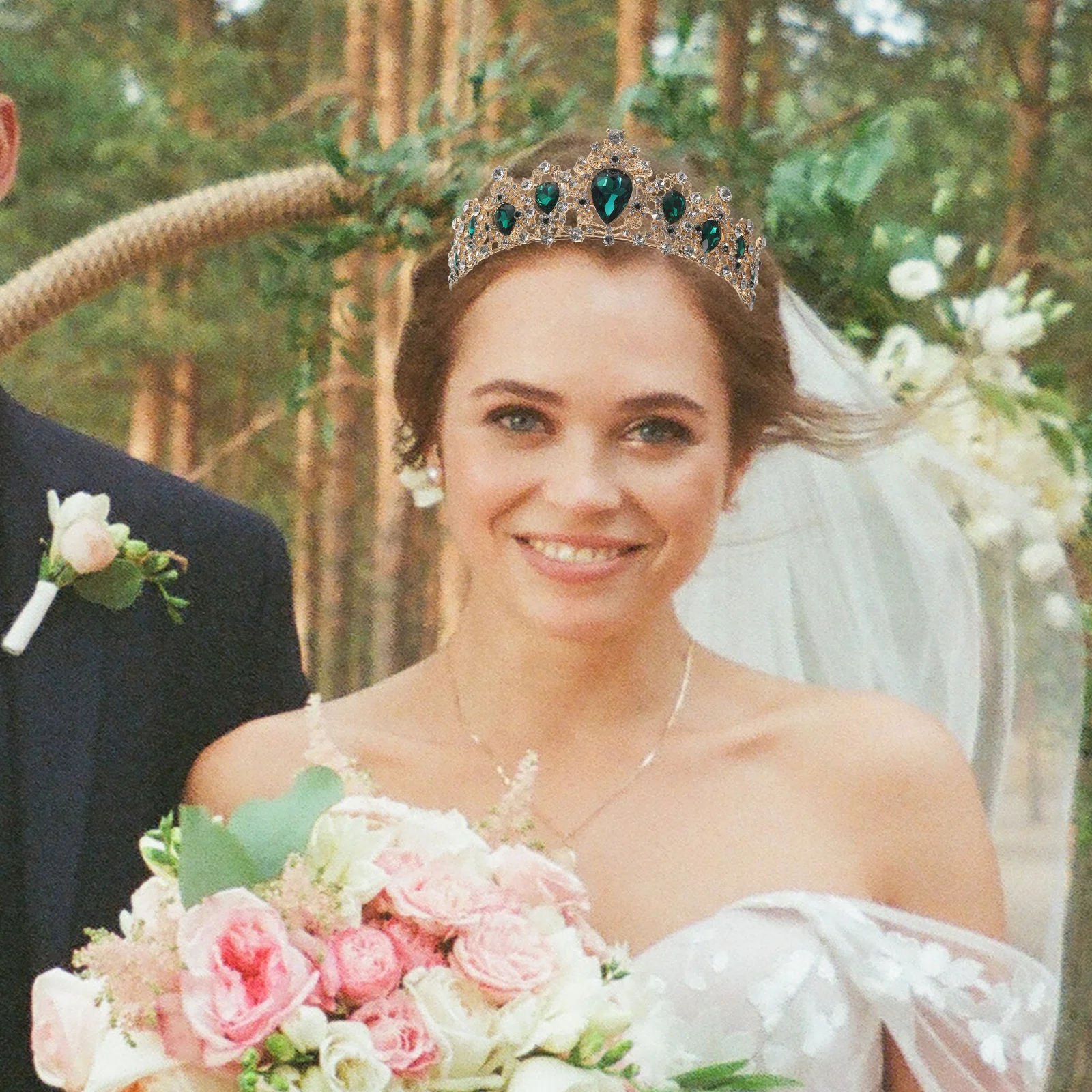 

1Set Luxury Bride Jewelry Set Crown Necklace Earrings Perfect for Wedding Prom Night Special Occasion Blue Elegant Jewelry