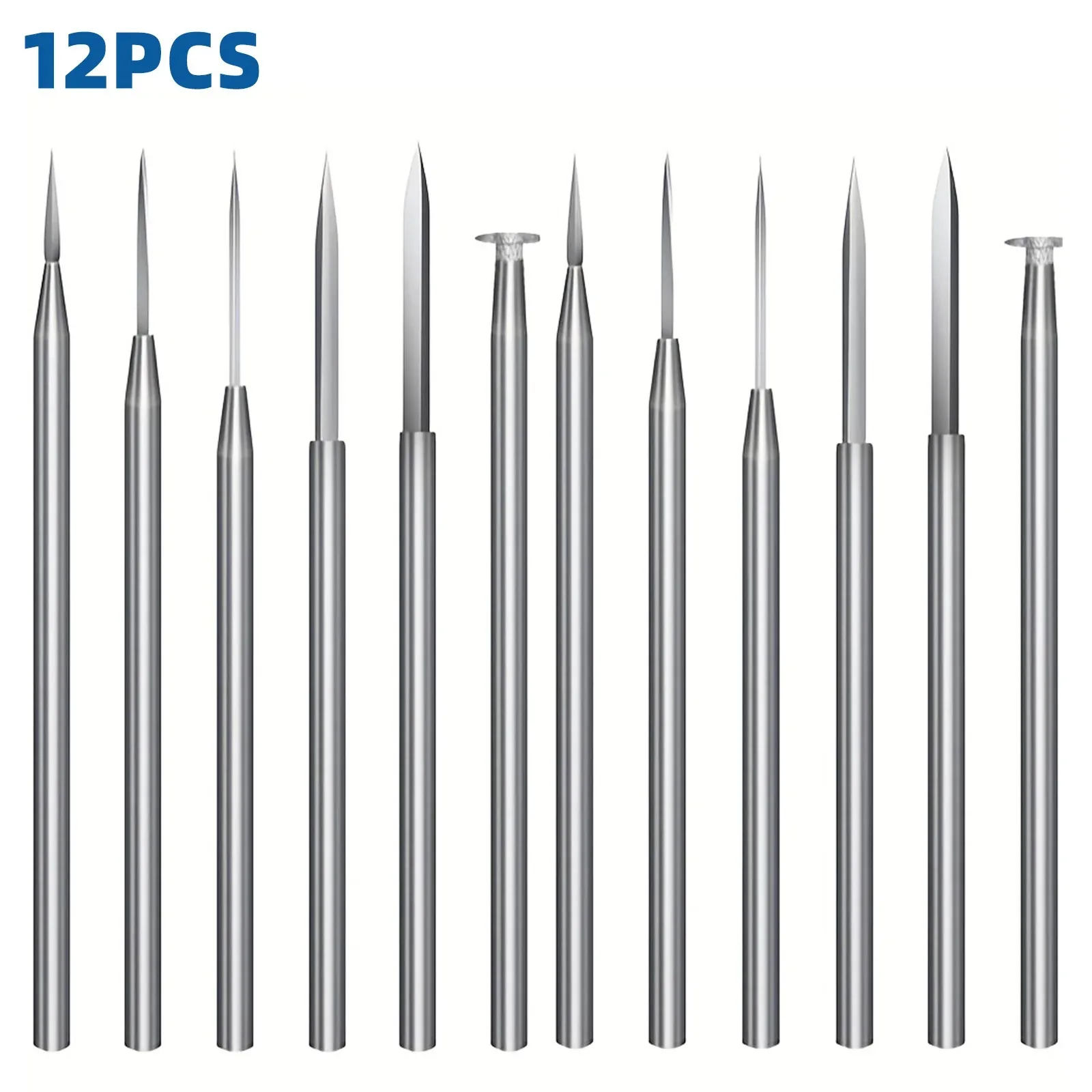 12Pcs Wood Carving Burr Bits Set, 3mm Shank Rotary Engraving Bits for Woodworking, Carving, Grinding & DIY Projects
