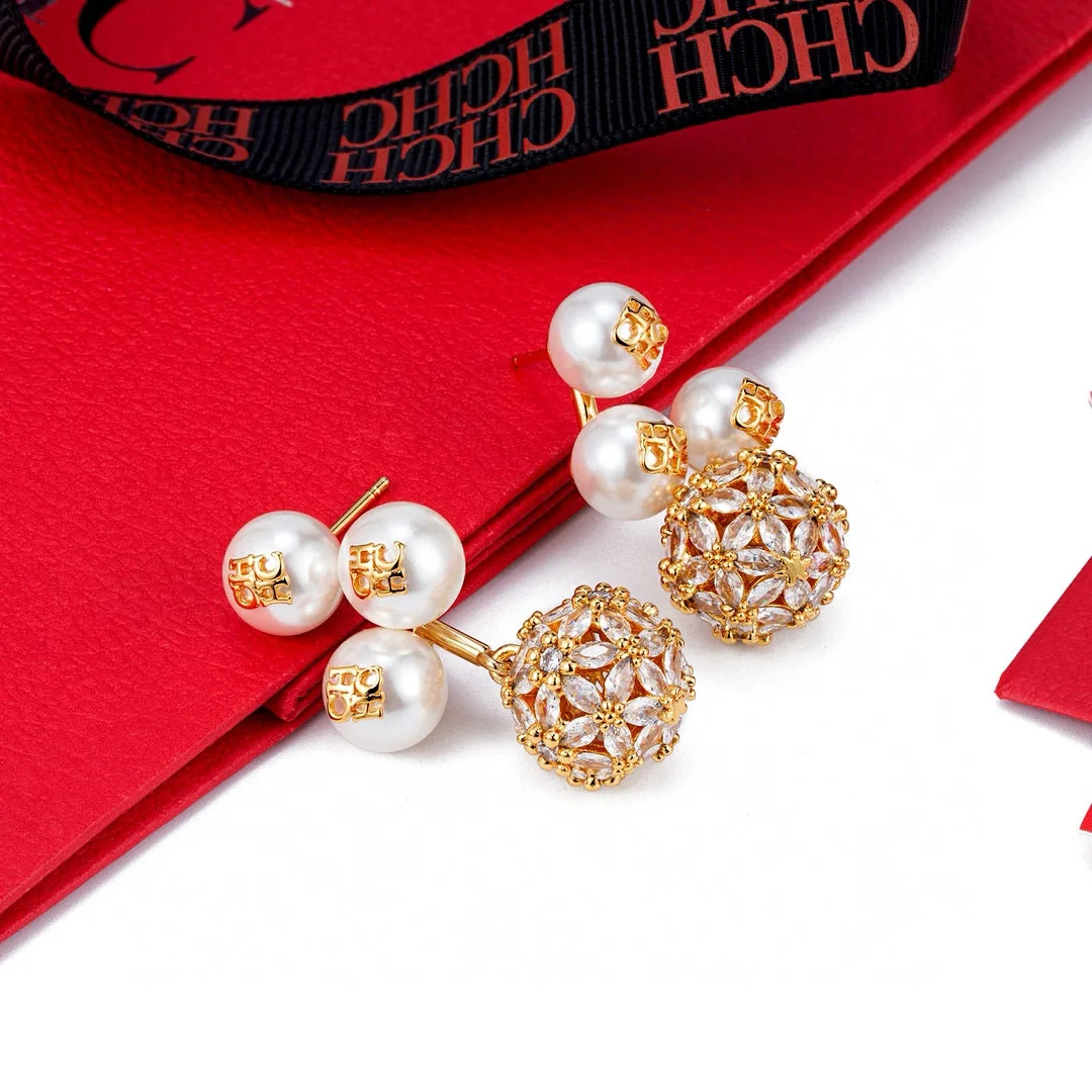 CHHC 2026 أقراط اللؤلؤ للنساء، أقراط متدلية أنيقة من الزركون، مجوهرات أذن قطرة عتيقة، هدية لها #3