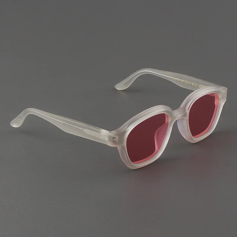 

Top Quality Acetate Sunglasses Men Retro Frosted Transparent Frame Glasses Butterfly Shaped Pink Polarized Sun Glasses for Women