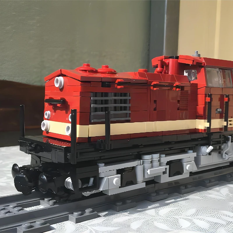 Bloques de construcción MOC, ferrocarril urbano DR V100.1, locomotora de tren de pasajeros con Motor de potencia, modelo de tecnología DIY, juguetes de ladrillos para niños