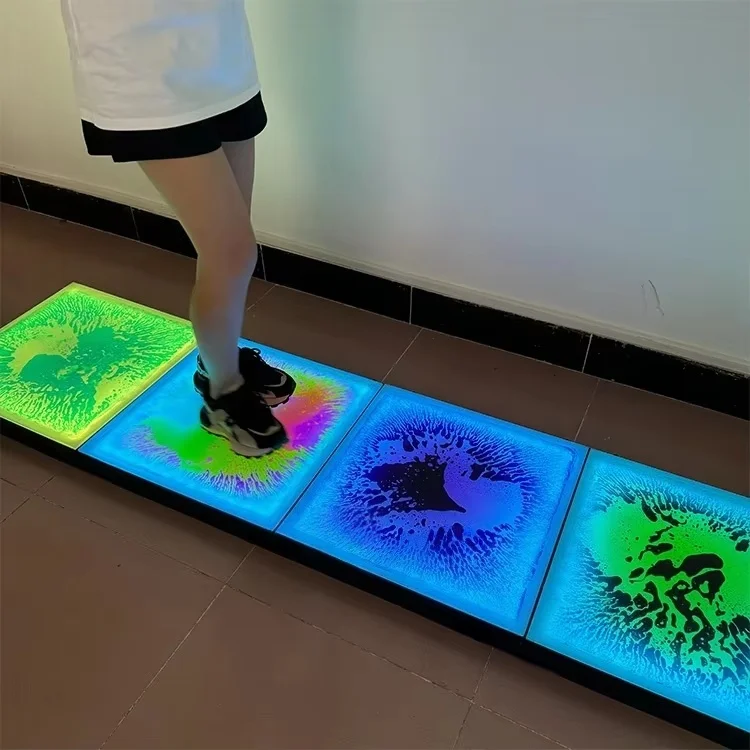 Touch Activation Luminous Color Square Stone Autism Sensory Fluid Integrated Toy Light Emitting Diode