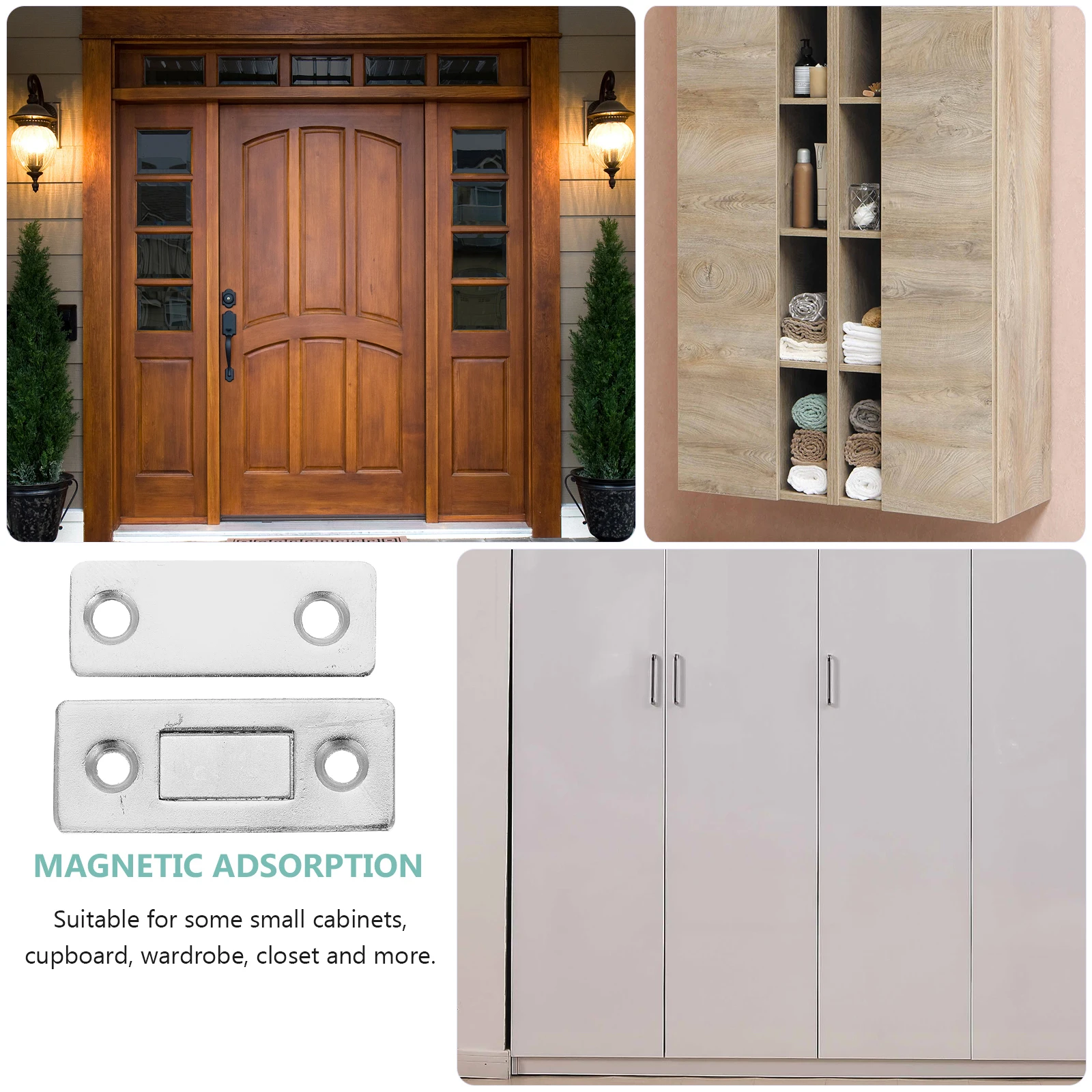 

4 Sets Sliding Door Catch Latch Magnetic Closet Furniture Invisible Cabinet Hardware Iron Durable Small Wardrobes Door Cabinet