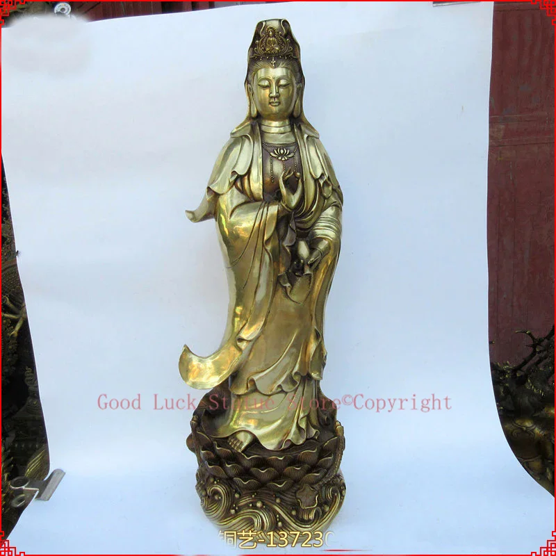 

Huge - HOME SHOP hall lobby Blessing Talisman Gold GUANYIN PUSA Buddha brass art statue sculpture 60CM large