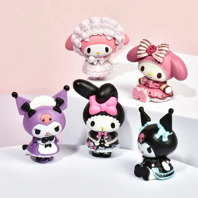 5pcs 3-4cm Action Figures Cinnamoroll Kuromi Melody Cartoon Peripheral Figures Personality Cute Room Decoration Gift image 2