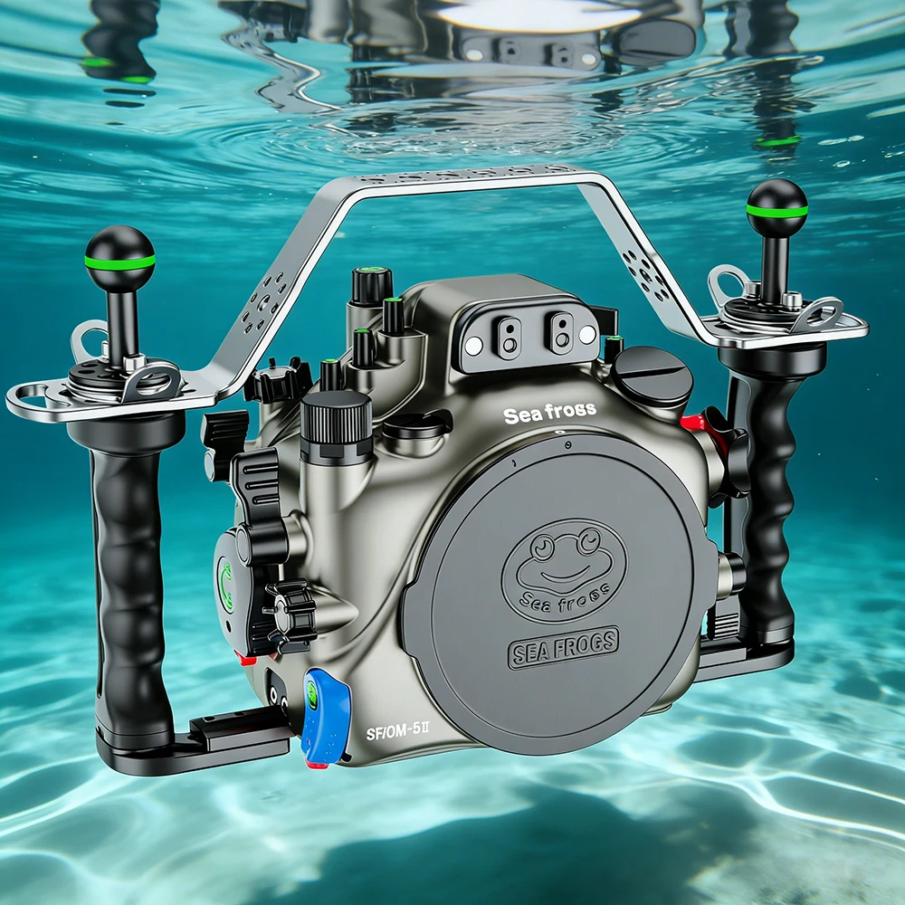 Seafrogs 100 m Waterproof Shell For OLYMPUS OM-5 markII For 4 lenses Professional diving photography kit