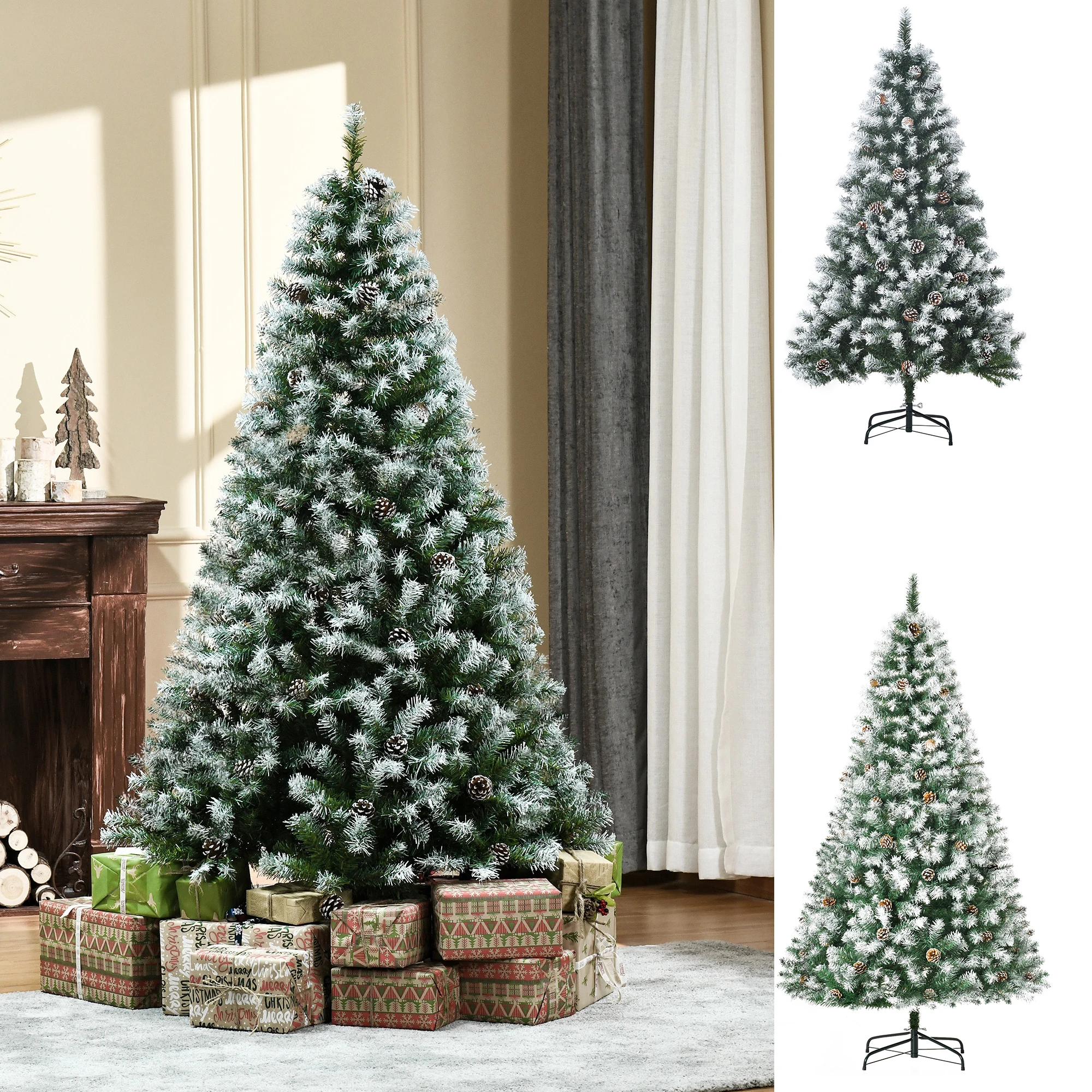 Homcom Kunstkerstboom met Sneeuw PVC Groen
