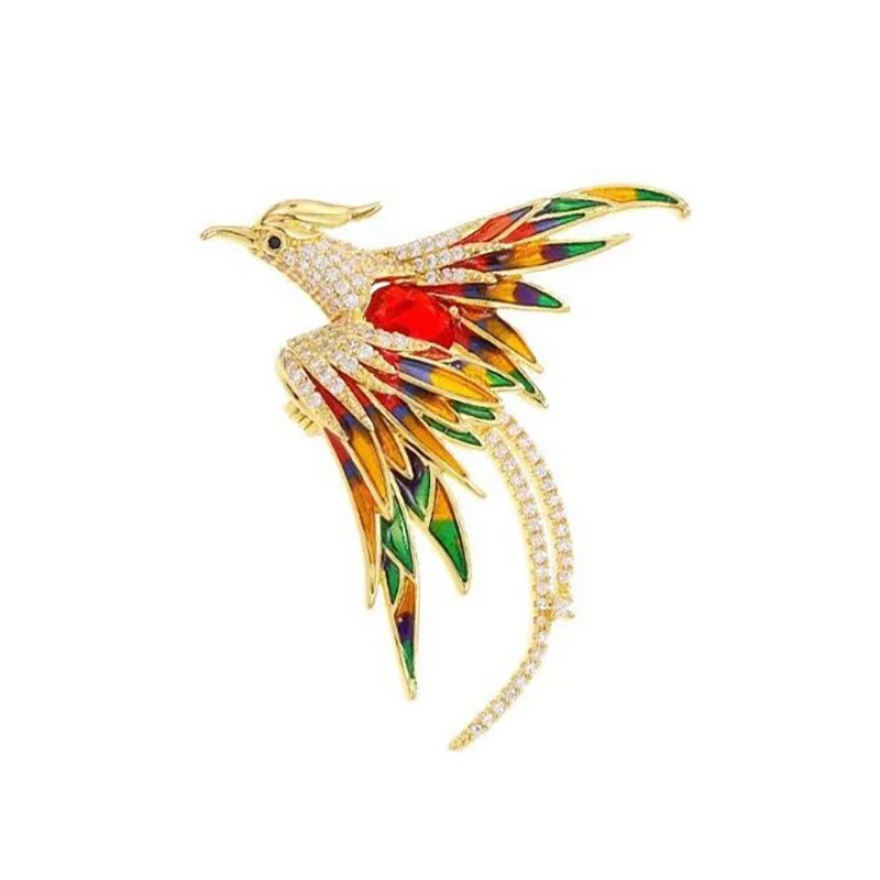 Elegant Multicolor Phoenix Brooch For Women Men Exquisite Rhinestone Beauty Flying Bird Brooch Fashion Jewelry Accessories Gifts