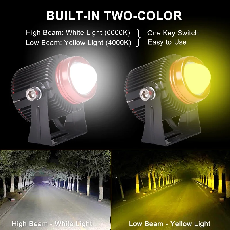 1/2Pcs V2 Original Dual Color Waterproof Mini Driving Light for Motorcycle Accessories Motor Part