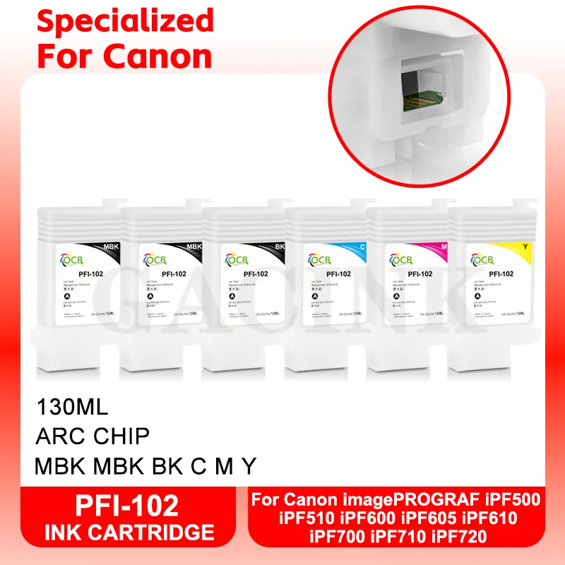 

PFI-102 PFI102 Refillable Ink Cartridge With ARC Chip For Canon imagePROGRAF iPF500 iPF600 iPF700 iPF510 iPF605 iPF610 iPF710