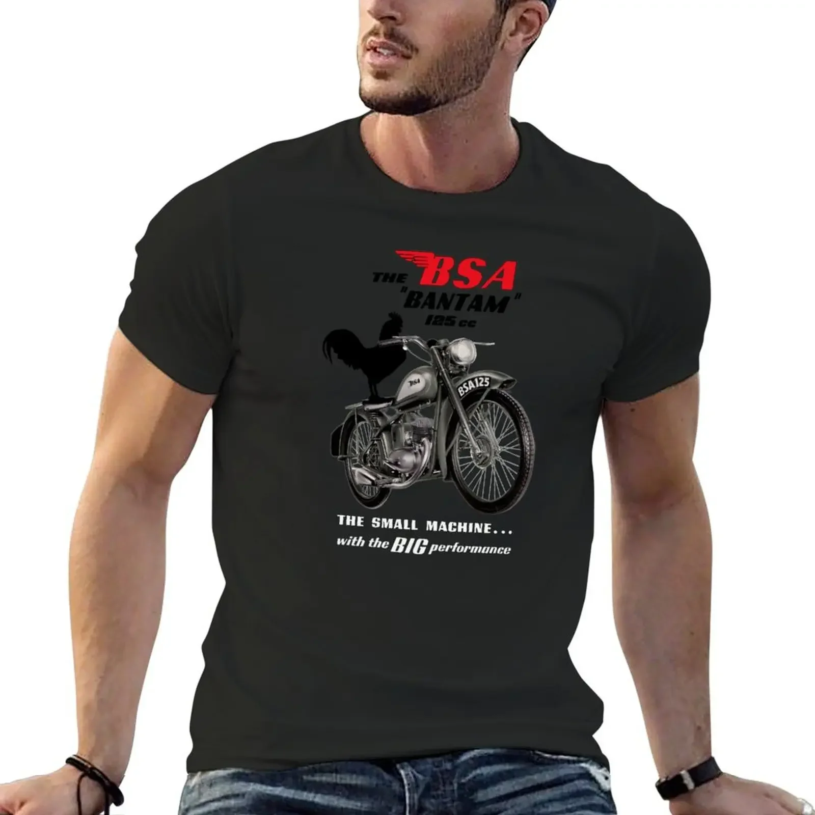 Vintage BSA Bantam 125cc Motorcycle advertising poster by MotorManiac T-shirt blacks vintage Blouse plain t shirts men