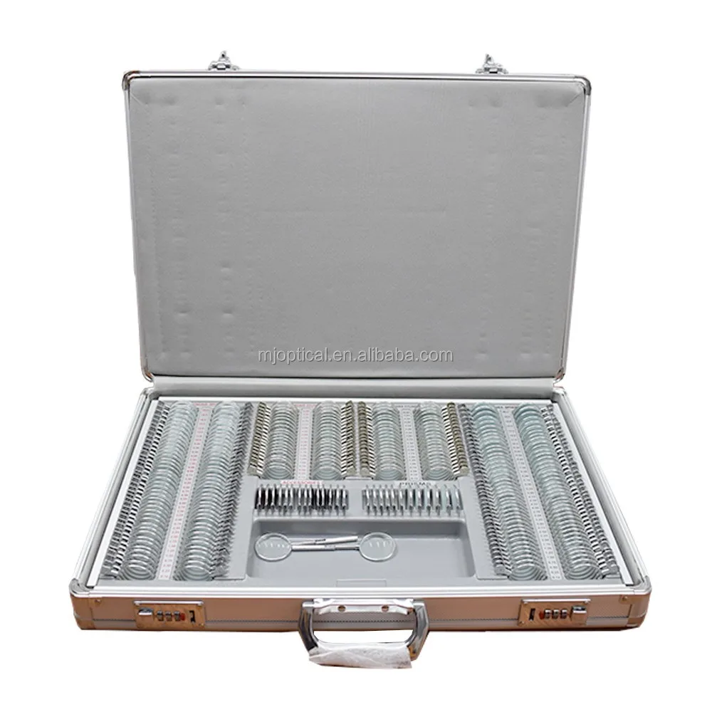 China optical Optometry box trial lens set with metal rim 266 pcs 