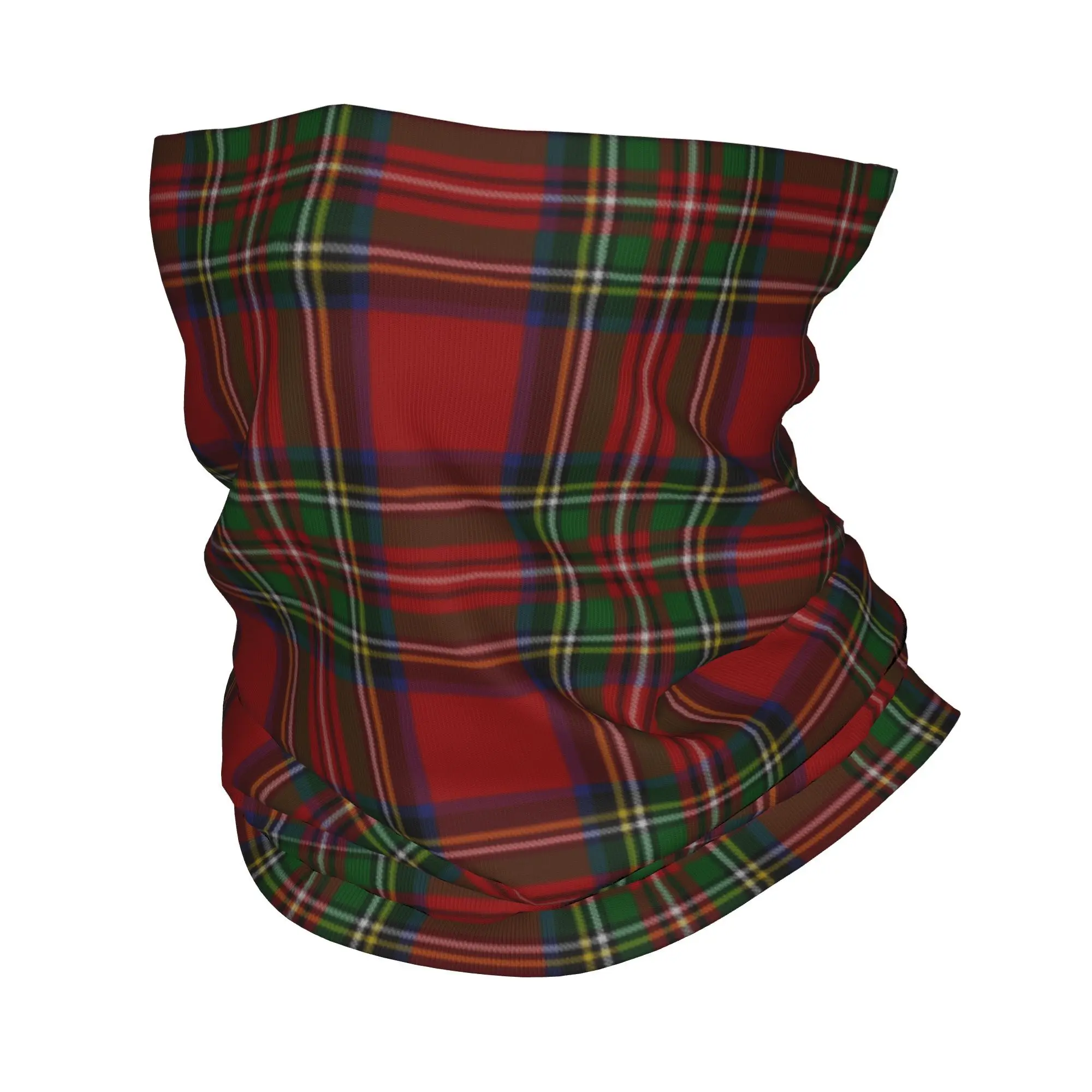 Custom Royal Stewart Tartan Clan Bandana Neck Warmer Windproof Wrap Face Scarf for Hiking Geometric Gingham Gaiter Headband