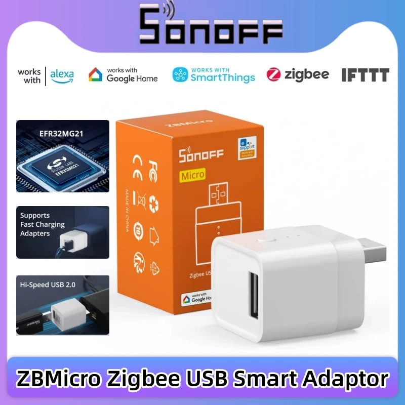 SONOFF ZBMicro Zigbee Micro USB Smart Adaptor 36W Fast Charging EFR32MG21 Wide Transmit Coverage Smart Home eWeLink Alexa Google