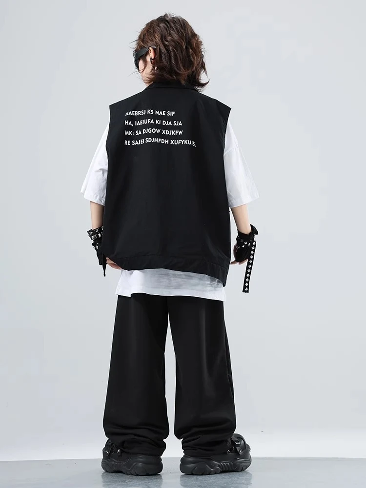 Novos meninos hip hop roupas preto colete calças verão crianças traje de dança rua tambor mostrar roupas meninas jazz palco outfits bl15984