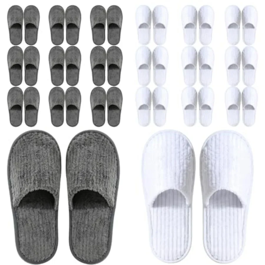 

TINSKY 20 Pairs Non-Slip Disposable Slippers For Guests, Bulk Slippers For Hotel, Spa, Travel, Shoeless Home, Spa Slippers With
