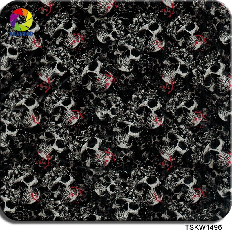 TSAUTOP 0.5m*2m/10m size blood skull TSKW1496 hydrographic dipping film water transfer printing film