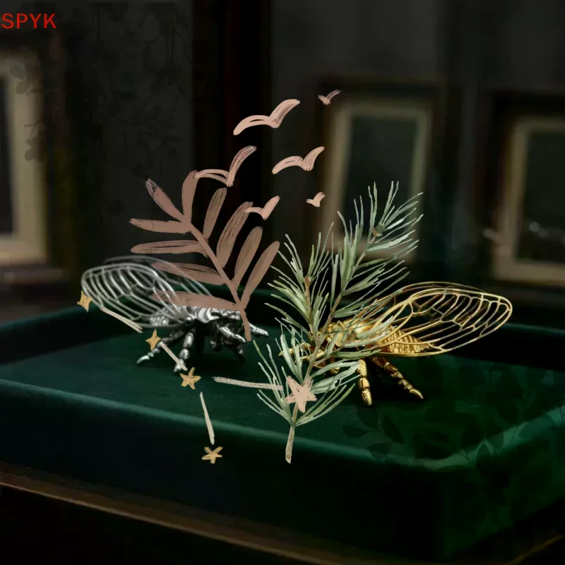 Brass Cicada Hollowed Out Cicada Decoration Chinese Zen Thread Incense Seat Tea Room Handicraft